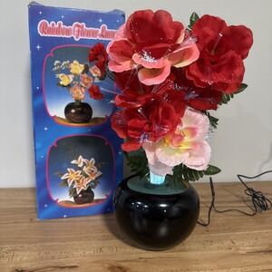 Vintage Fiber Optic Rainbow Flower Lamp Color Changing Bouquet with Vase